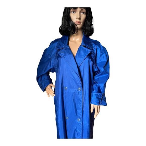 Vintage 80's Raingear Royal Blue raglan Sleeves Raincoat size 10 - Picture 3 of 12